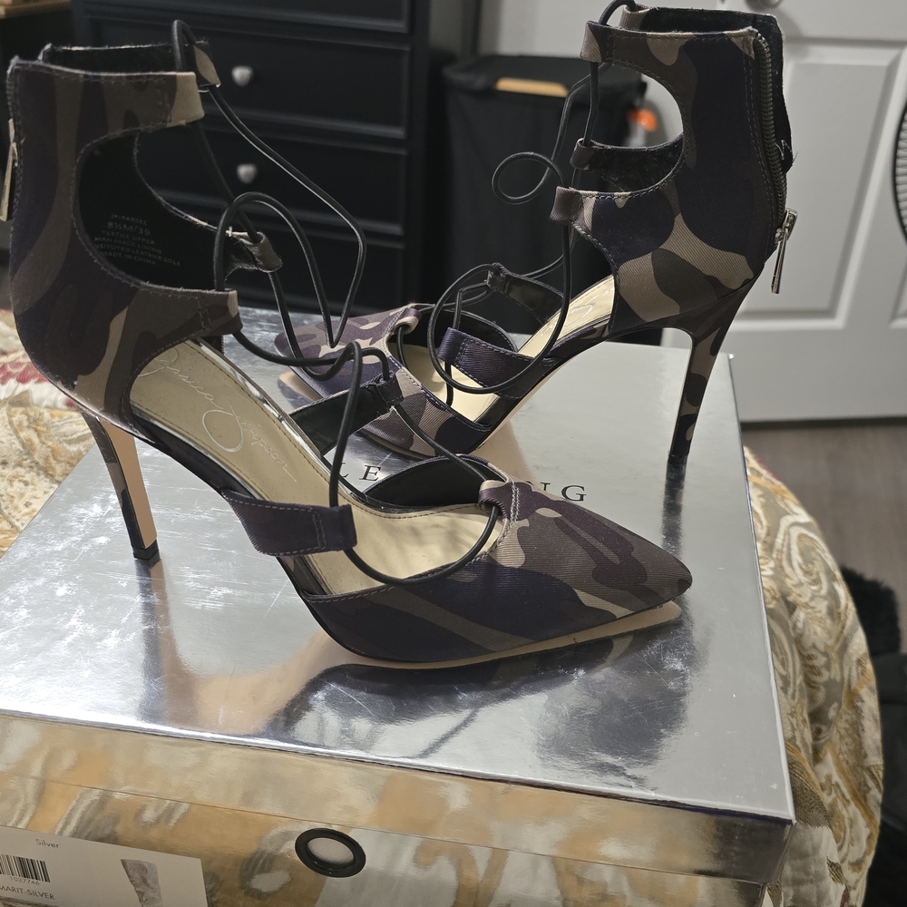 Jessica Simpson Camouflage Lace-Up Heels